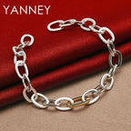 925 Sterling Silver 8-inch Simple Classic Bracelet Men Women Wedding Gift