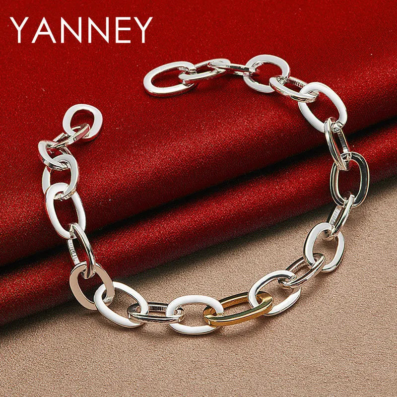 925 Sterling Silver 8-inch Simple Classic Bracelet Men Women Wedding Gift