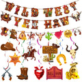 12pc Western Cowboy Party Decorations Hanging Swirls & Banner - Ship from UK