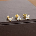 3PCS Stainless Steel Mini Zircon Cartilage Piercing Stud Earrings