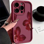 Wine Red Orchid Flower Case for iPhone 17 16 15 14 13 12 11 Pro Max Plus