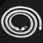 6mm Full Sideways Chain 8/18/20/24 Inch 925 Sterling Silver Men Women Jewelry