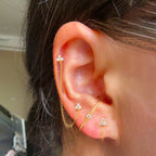 New Stainless Steel Cubic Zirconia Link Chain Ear Studs Triangle