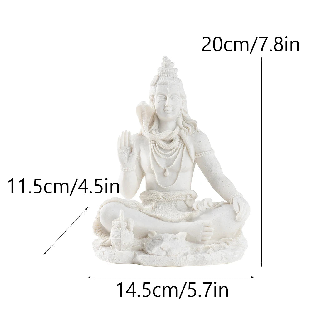 13cm Sandstone Shiva Statue Yoga Figurine Ornament Zen Meditation India Religion