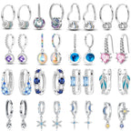 925 Sterling Silver Crystal Circular Eardrops Fashion Versatile Drop Earrings