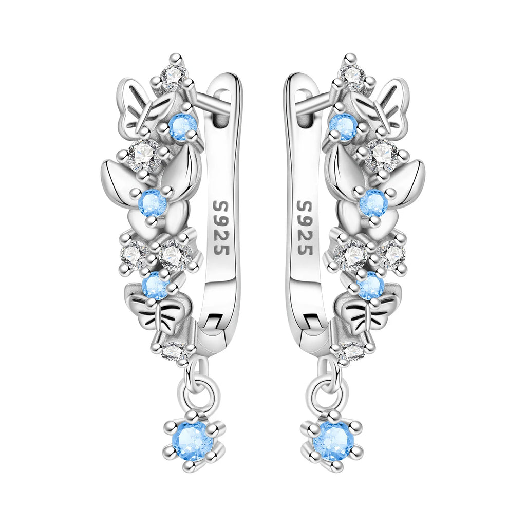 925 Sterling Silver Butterfly Fluttering Insect Drop Earrings Jewellery Gift