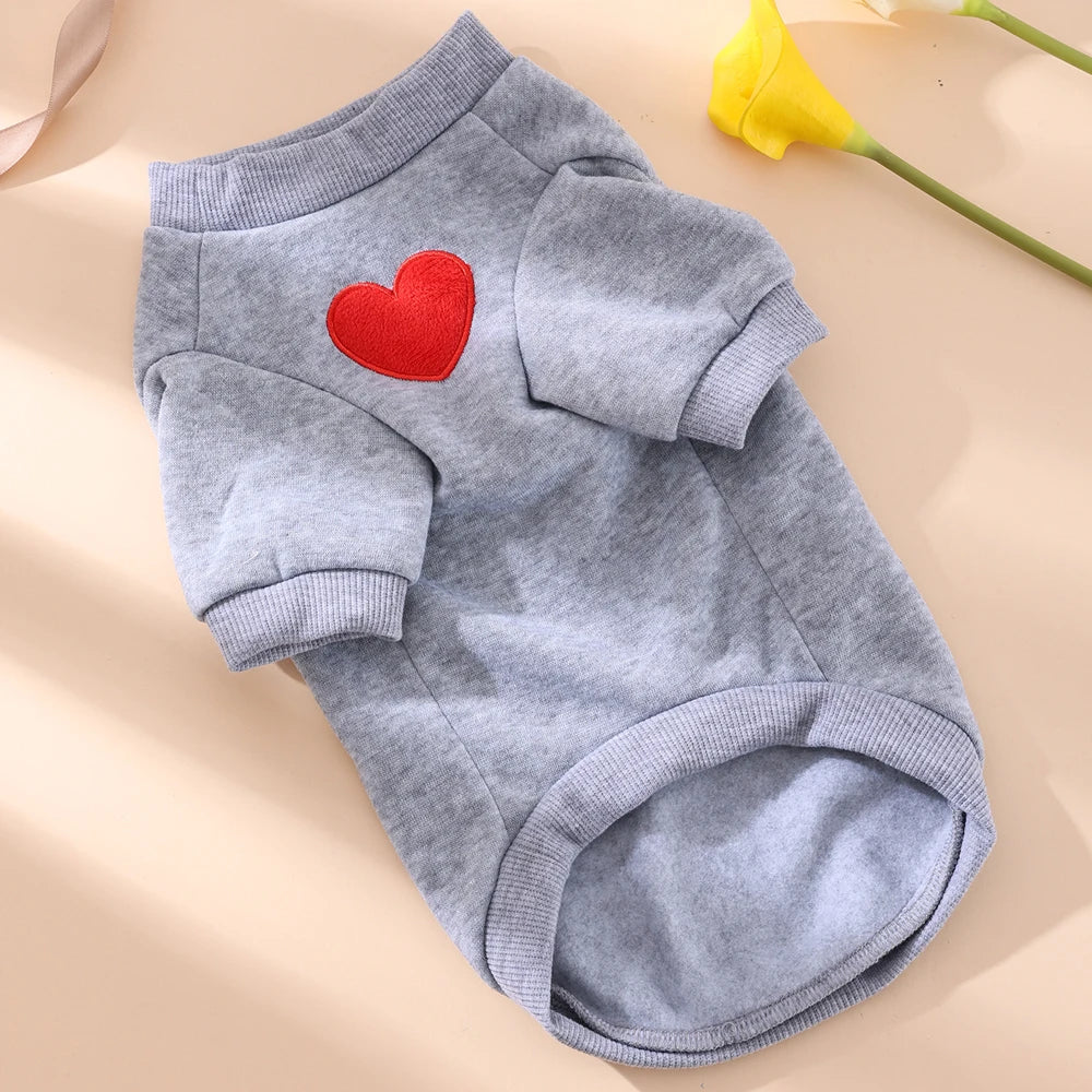 Winter Warm Small Dog Clothes Hoodie Cute Love Medium Cat Sweater for Taddy Yorkshire Thickened Cute Puppy Clothes Accessories