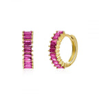 2PCS Stainless Steel Circle Hoop Earrings Colourful Zircon Crystal