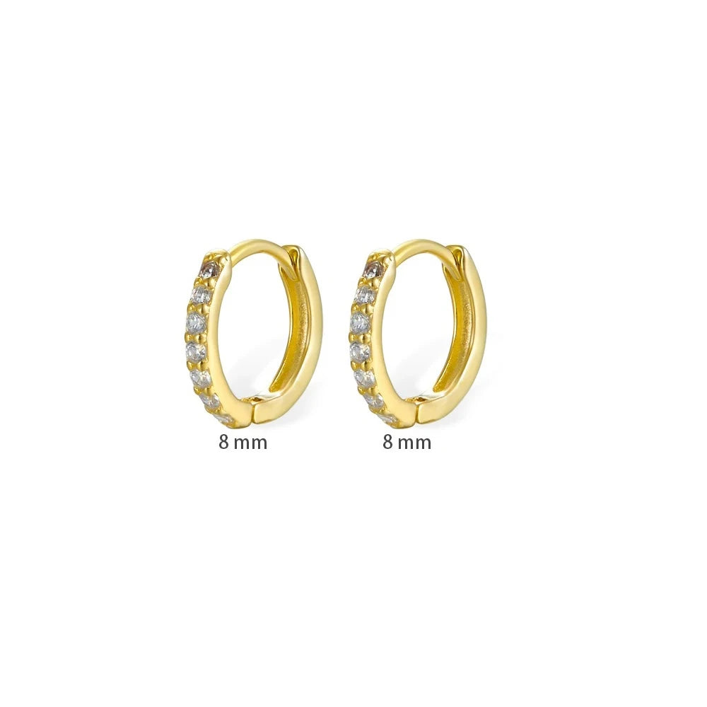 8mm Stainless Steel Minimal Hoop Earrings Zirconia Helix Tragus