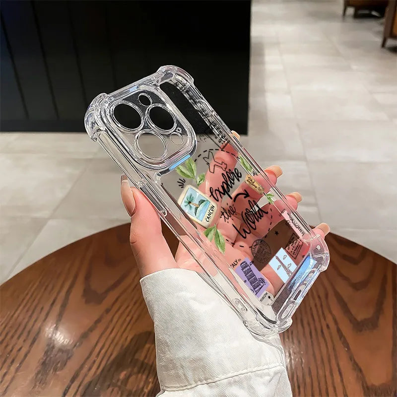 World Travel Clear Case for iPhone 16 15 14 13 12 11 Pro Max SE