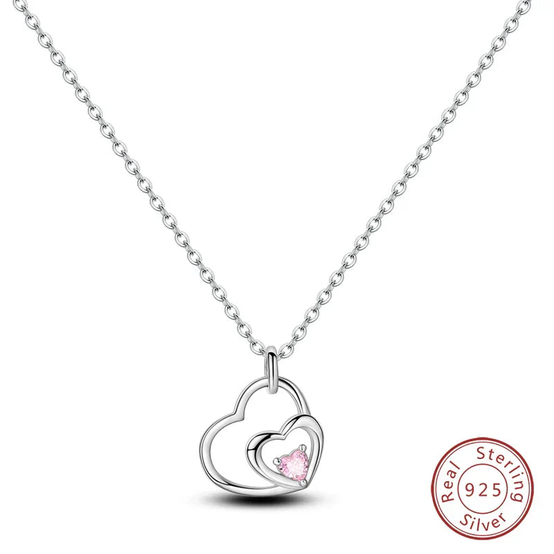 925 Sterling Silver Luminous Firefly Heart Shaped Zircon Pendant Necklace For Women Fashion Anniversary Birthday Jewelry Gifts