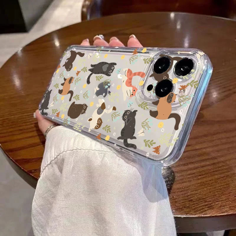 Graffiti Cartoon Dog Cat Case for iPhone 16 15 14 13 12 11 Pro Max XR SE3