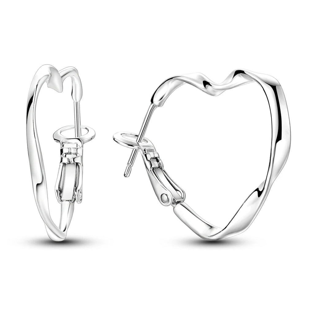 925 Sterling Silver Exquisite Heart-shaped Versatile Hoop Earrings Birthday Gift