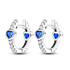 925 Sterling Silver Geometric Minimalist Blue Zircon Circle Hoop Earrings Gift