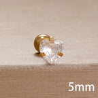 Korean Sweet Stainless Steel Zircon Heart Stud Earrings 3-6mm