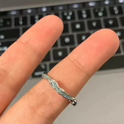 925 Sterling Silver Luxury Quality Irregular Drop Glue Adjustable Ring Accessory