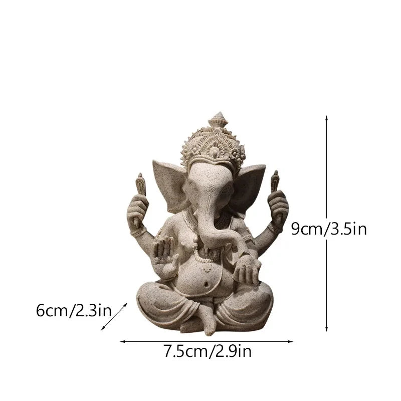 Sandstone Indian Ganesha Elephant God Statue Religious Hindu Feng Shui Buddha Sculpture