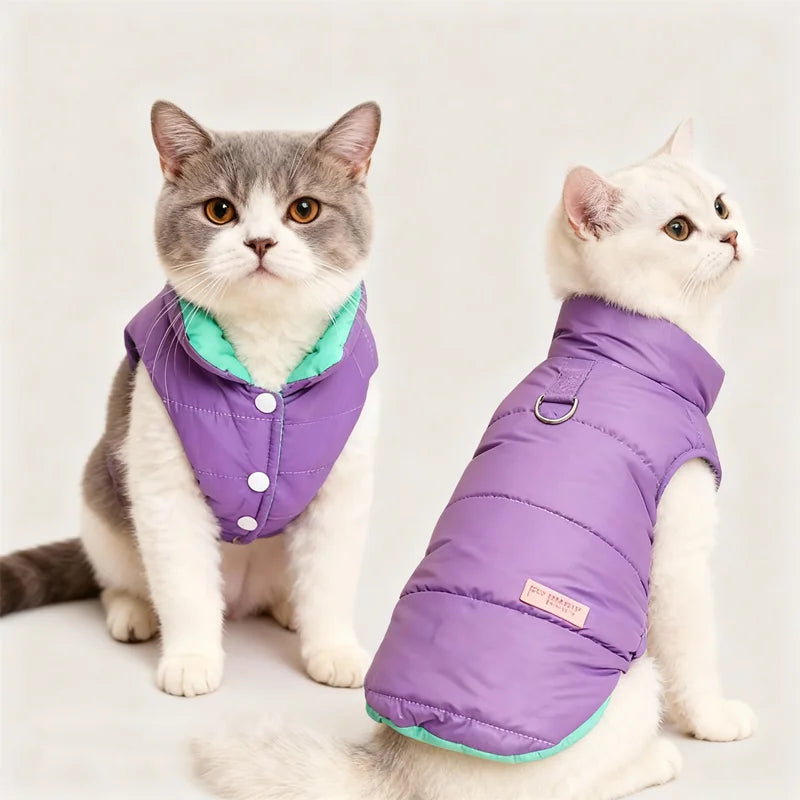 Double Sided Dog Winter Vest Windproof Warm Pet Jacket Puppy Kitten Apparel