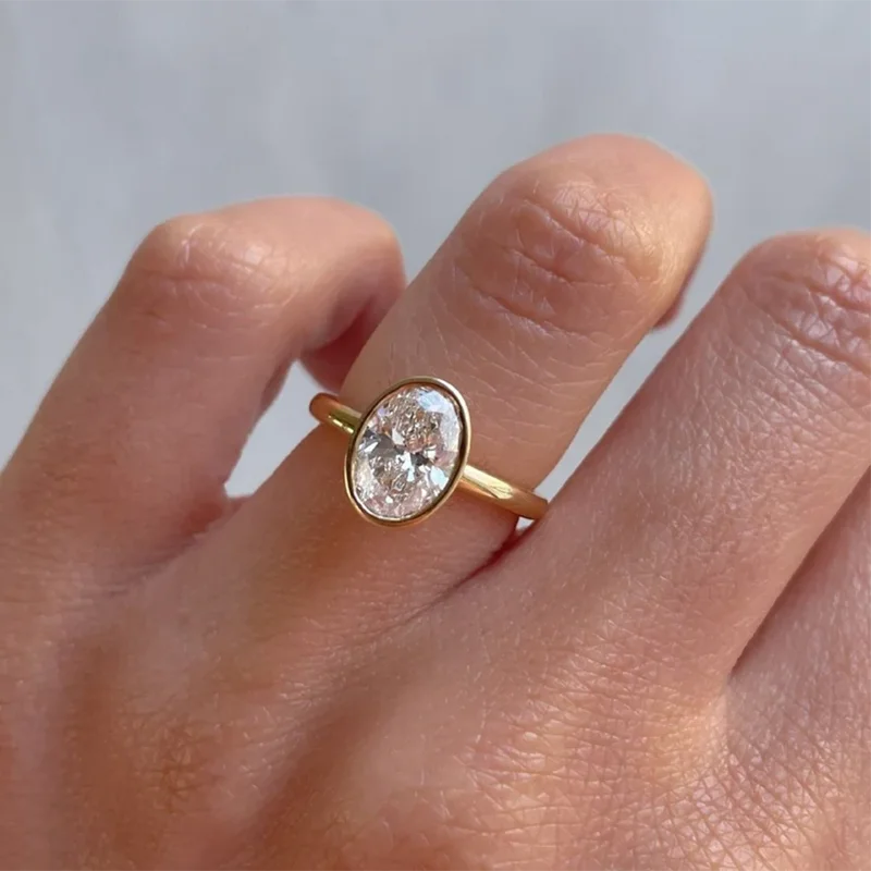 Cocktail 1-3ct Oval Cut Moissanite Ring 925 Sterling Silver Engagement Solitaire Rings for Women Gold Plated Anniversary Gifts