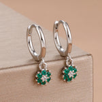 Exquisite Colourful Crystal Flower Hoop Earrings Stainless Steel