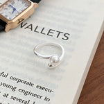 925 Sterling Silver Simple Overlapping Pearl Ring Wedding Vintage Luxury Jewellery