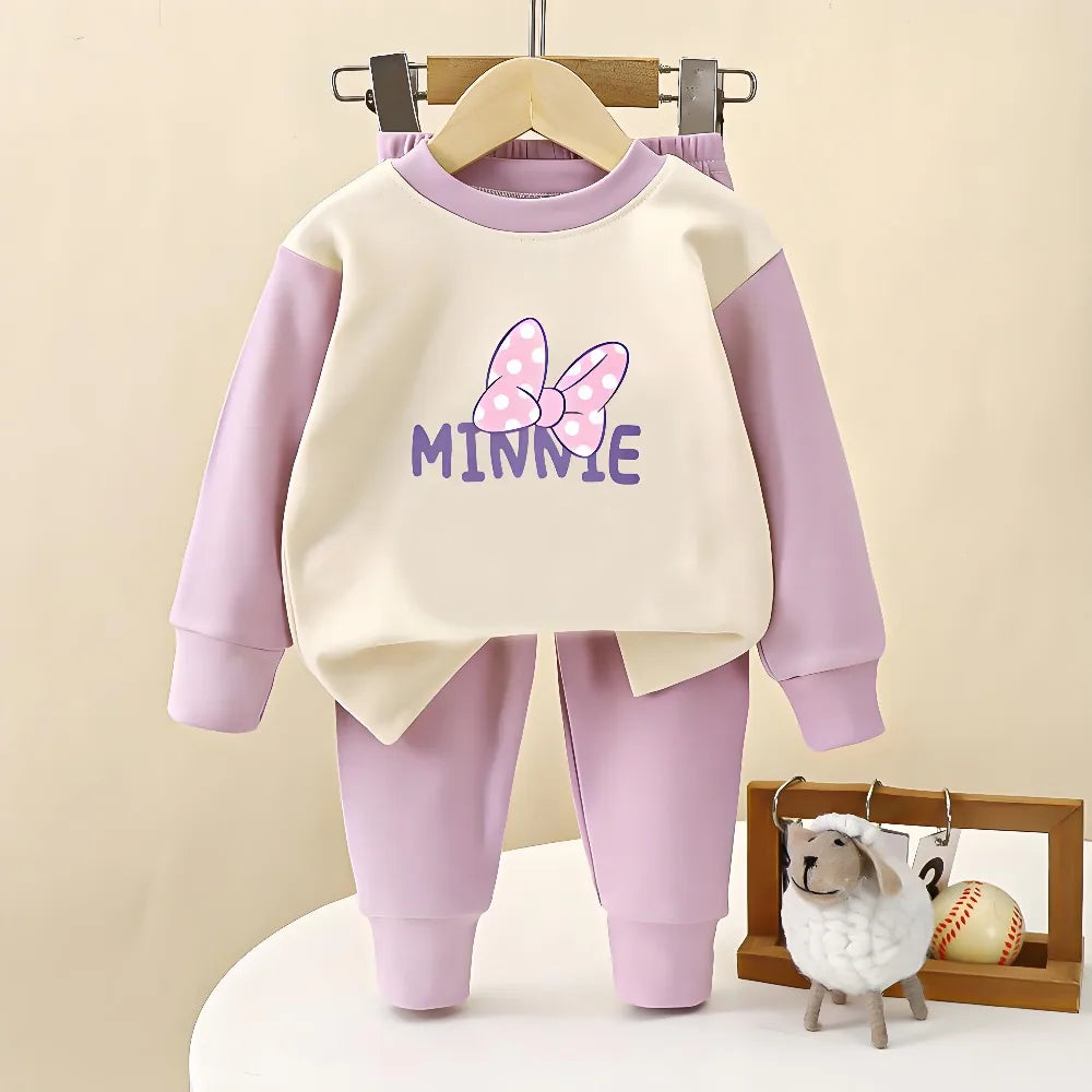 Girls Long Sleeve Pyjamas Set Dralon Fabric Casual Home Wear Sleepwear