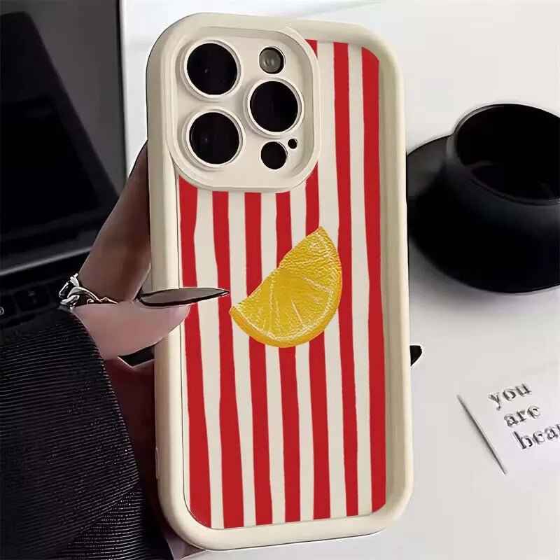 Lemon Cool Stripe Case for iPhone 17 16 15 14 13 12 11 Pro Max XS XR 7 8 Plus