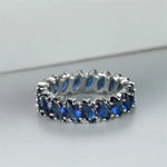 Bohemian Royal Blue Stone Leaf Rings For Women Silver Rose Gold Color Horse Eye Zircon Wedding Bands Birthday Party Jewelry Gift