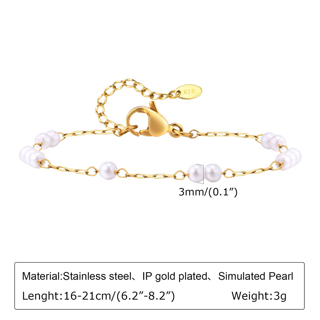 6mm Paperclip Chain Bracelet 18k Gold Plated Stainless Steel Link Adjustable Stackable Jewelry for Women Girls Gift