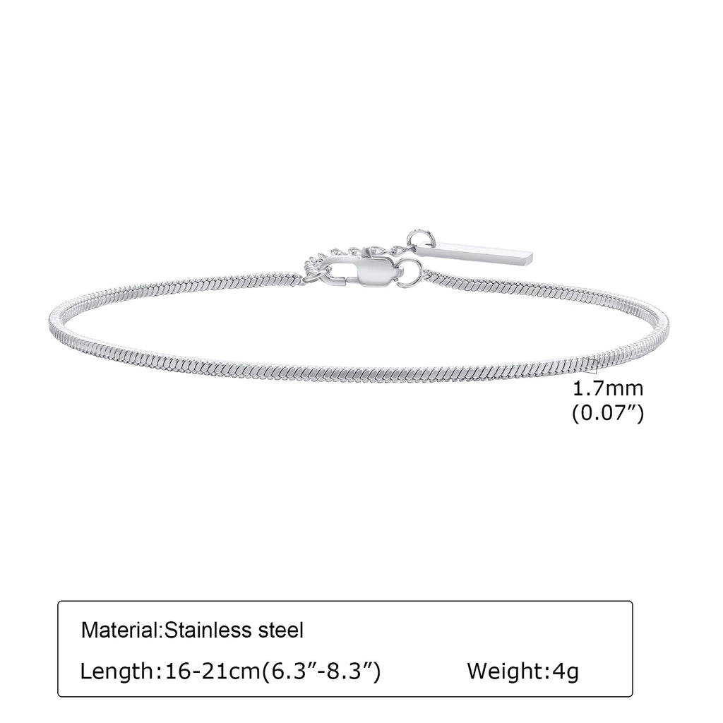 Women Chain Bracelet Silver Color, Stainless Steel Link Stackable Bracelets, Layered Fashion Accessories Gifts