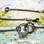 Skull Circle Black Stone Necklace 925 Sterling Silver Vintage Jewellery