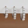3PCS Stainless Steel Little Pearl Hoop Earrings Small Round Circle