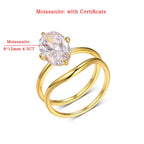 8x12mm Oval Moissanite Wedding Ring Set 18k Gold Plated 925 Sterling Silver Certified