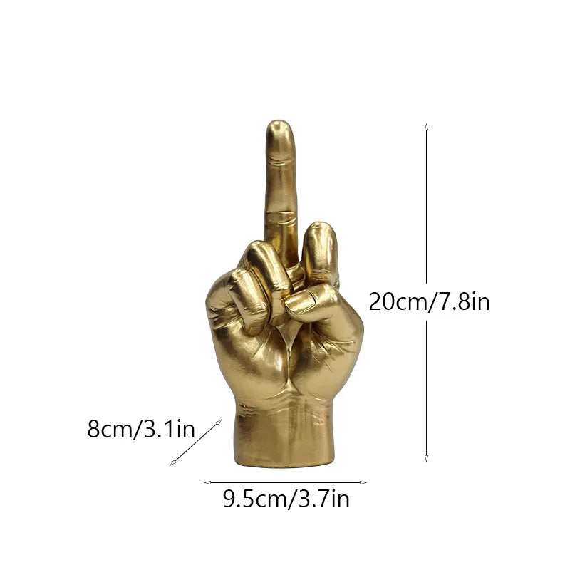 Black Gold Middle Finger Hand Gesture Figurine Pop Modern Art Decoration Accessories