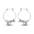 925 Sterling Silver Cute Lazy Cat Animal Pet Hoop Earrings Birthday Gift