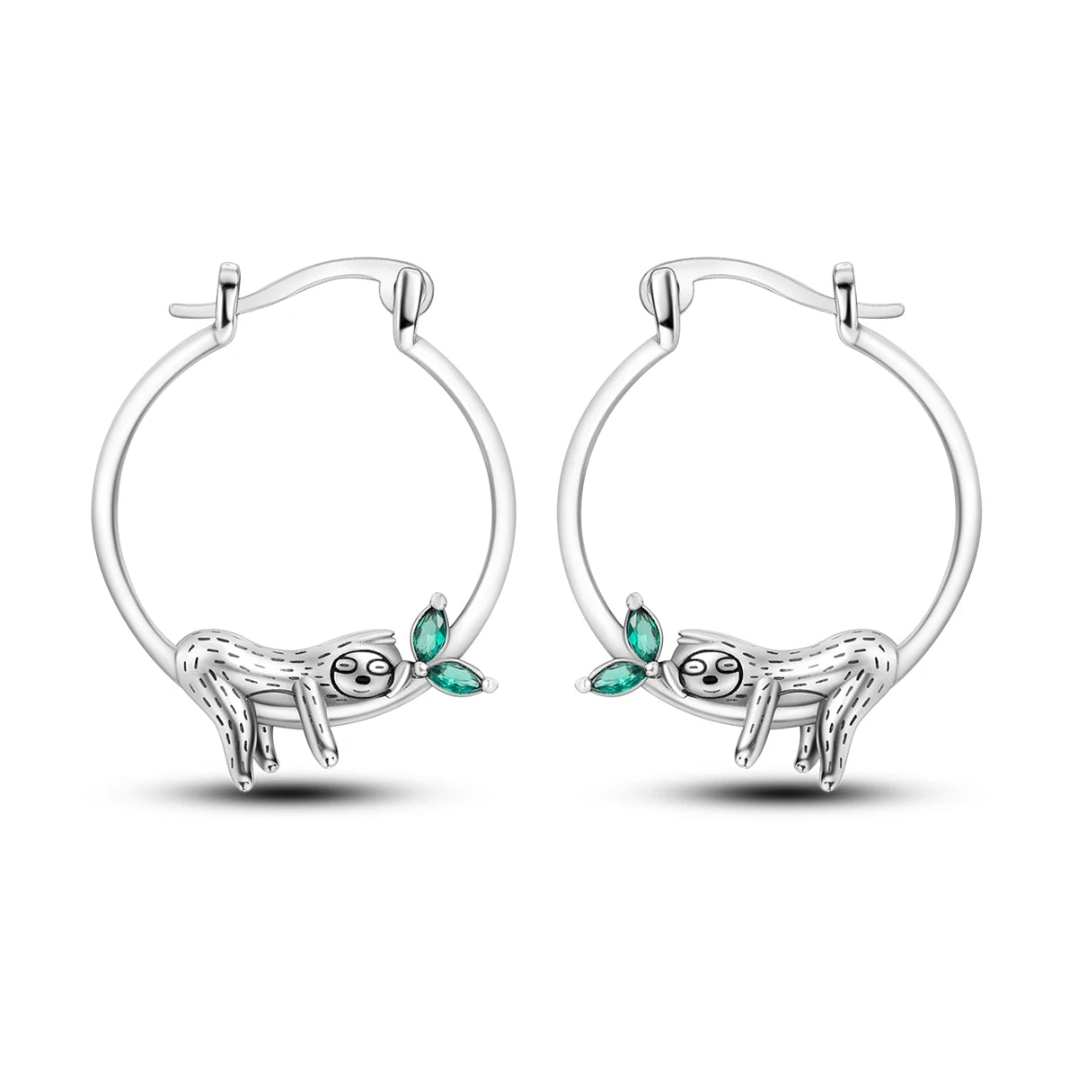 925 Sterling Silver Cute Lazy Cat Animal Pet Hoop Earrings Birthday Gift