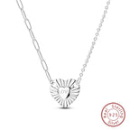 925 Sterling Silver Luminous Firefly Heart Shaped Zircon Pendant Necklace For Women Fashion Anniversary Birthday Jewelry Gifts
