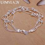 Chain Beads Bracelet 925 Sterling Silver Cute Women Lady Fashion Jewellery