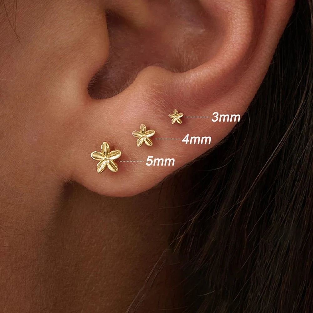 New Arrival Gold Colour Simple Small Flower Stud Earrings Cute