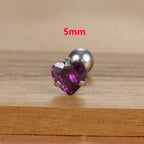 1PC Fashion Zircon Heart Helix Tragus Piercing Stud Earrings Steel