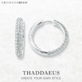 Pave Hinged Hoop Creole Earrings 925 Sterling Silver Glam Fashion Gift