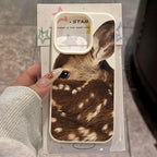 Cute Sika Deer Lychee Case for iPhone 17 16 15 14 13 12 Pro Max