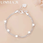 20cm Original Luxury Charm Chain Bracelet 925 Sterling Silver Wedding Jewelry