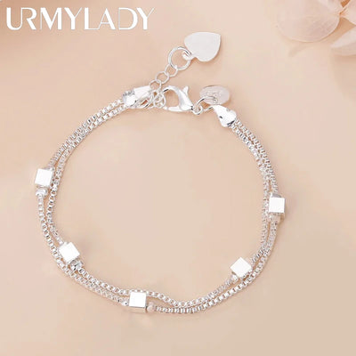 20cm Original Luxury Charm Chain Bracelet 925 Sterling Silver Wedding Jewelry