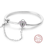 925 Sterling Silver Forever Love Peach Heart Bracelets Star Moon Airplane Earth Bracelets For Women Fit DIY Charms Party Jewelry