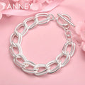 925 Sterling Silver 8-inch Frosted Knot Bracelet Men Women Wedding Jewellery