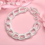 925 Sterling Silver 8-inch Frosted Knot Bracelet Men Women Wedding Jewellery