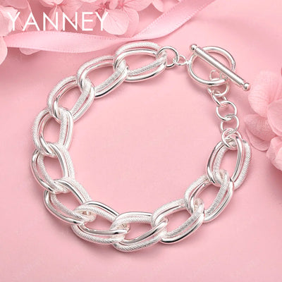925 Sterling Silver 8-inch Frosted Knot Bracelet Men Women Wedding Jewellery