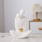 20cm Couple Figurines Ceramic Statue Hugging Lovers Tabletop Bedroom Bookshelf Decor