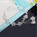 20cm Beautiful Flowers Bracelet 925 Sterling Silver Classic Wedding Jewellery